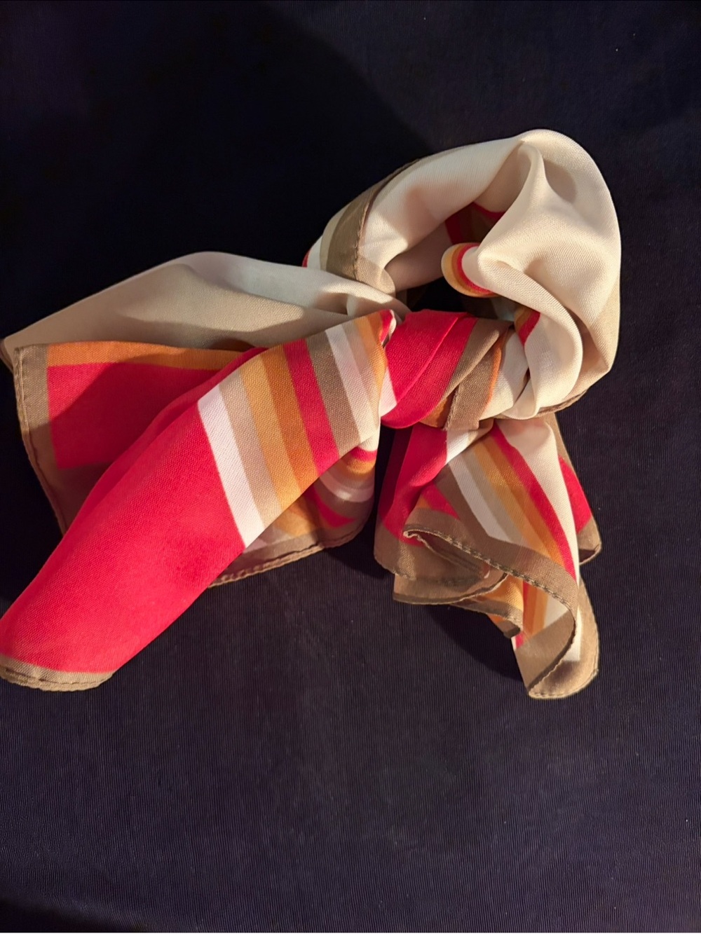 New Multi-Color Striped Italian Women's Scarf - Red, Cream, Tan